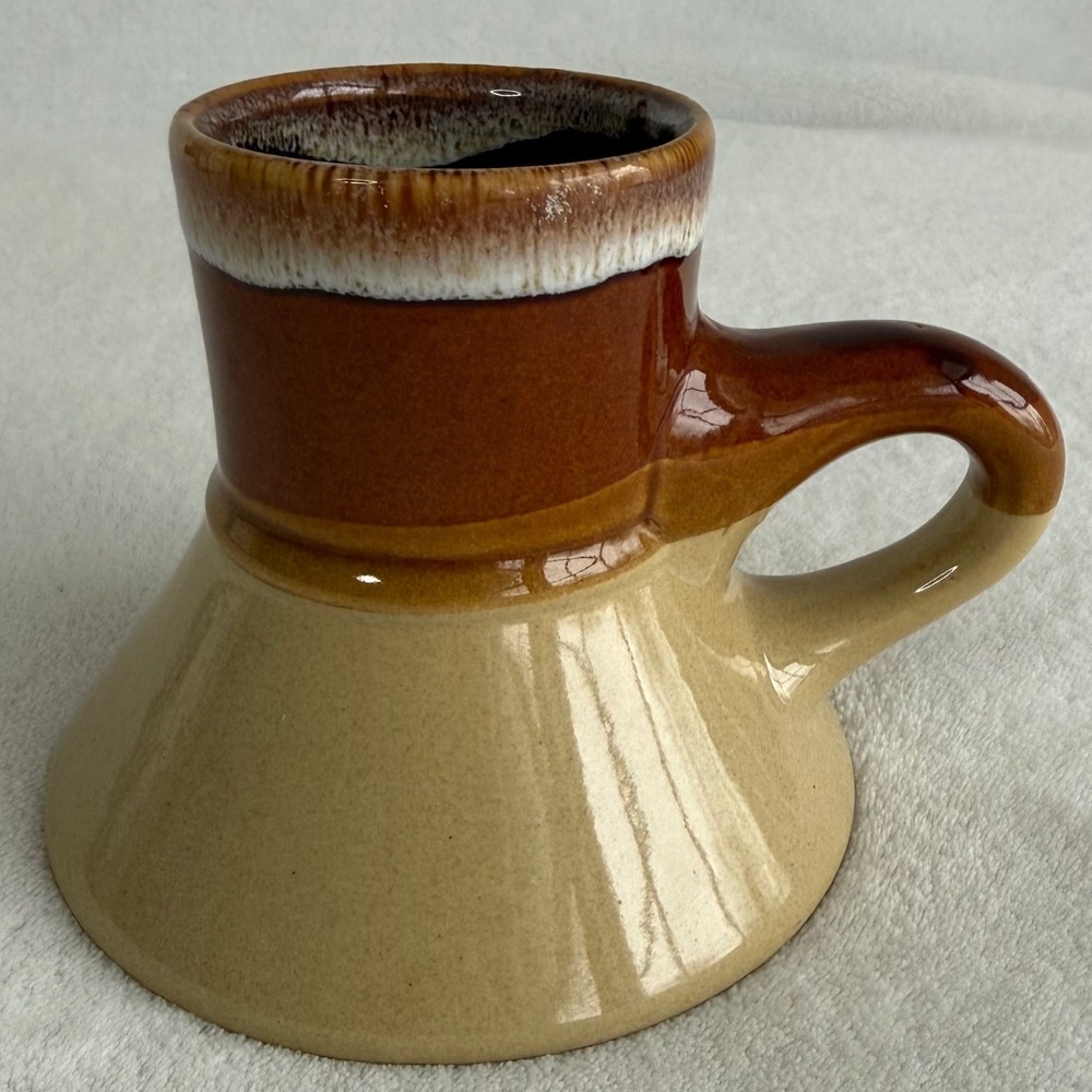 Vintage Brown Drip Glaze No Spill‎ Travel Wide Bottom Ceramic Pottery Coffee Mug